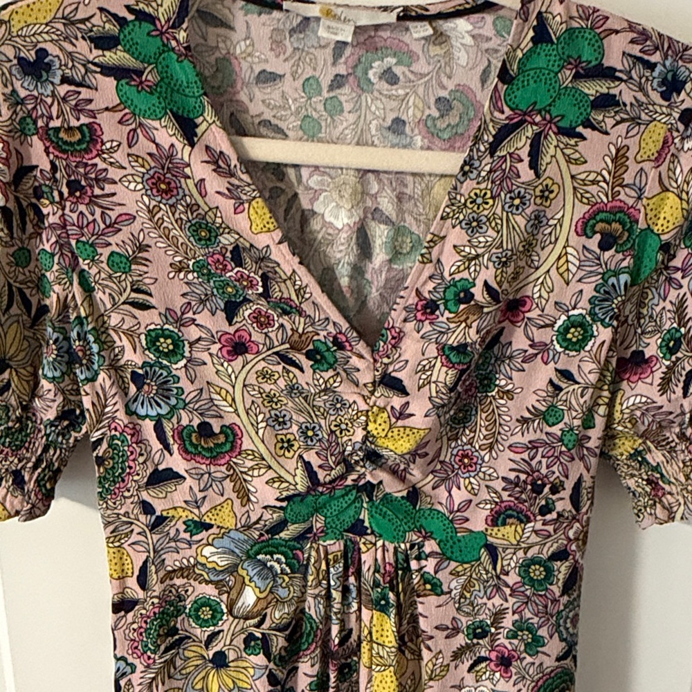 Boden V-Neck Midi Tea Dress Milkshake Tropical Meadow floral print Size 2 petite - Picture 6 of 10